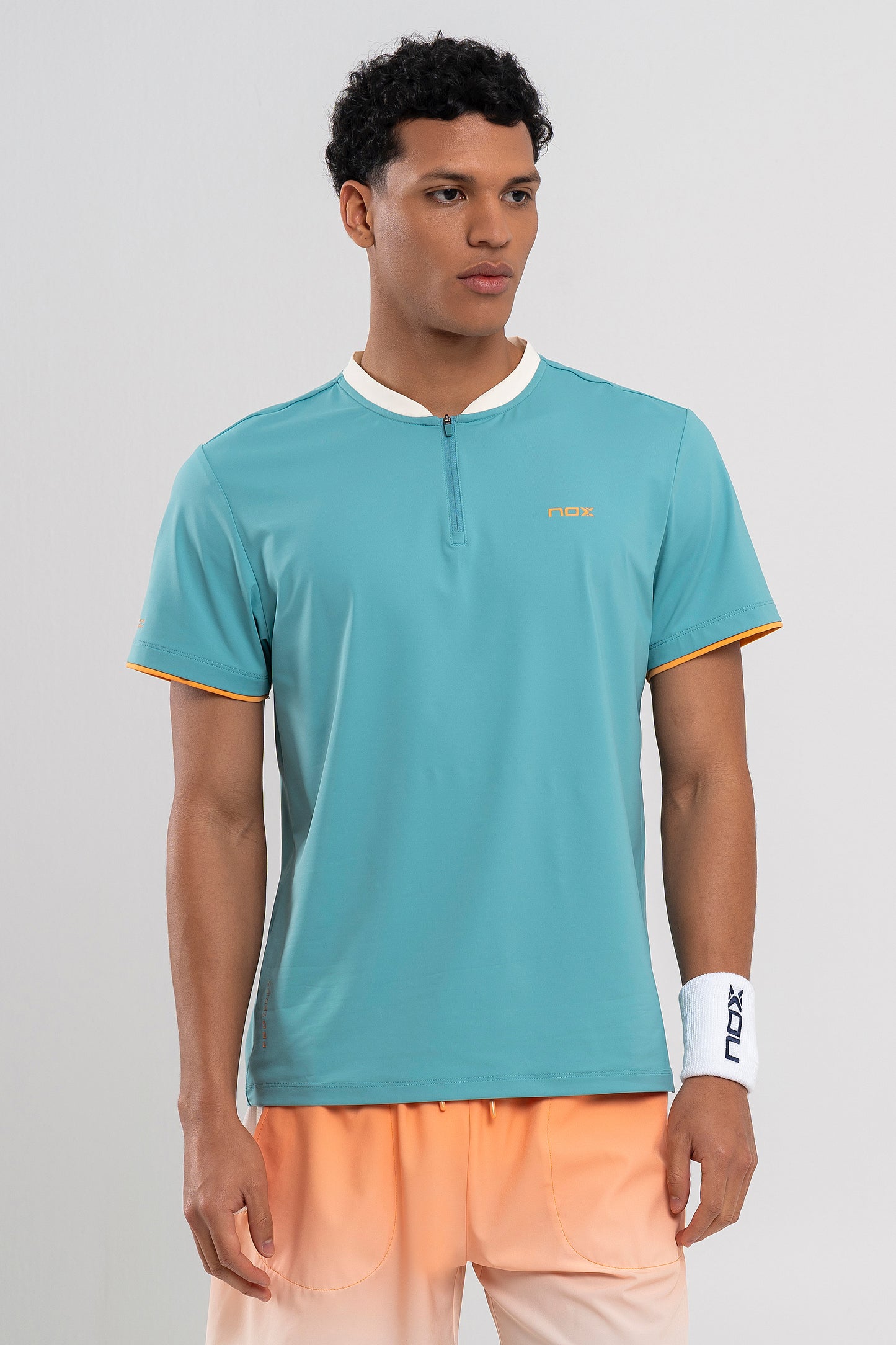 Padelio marškinėliai vyrams NOX PRO POLO T-Shirt Dusty Turquoise