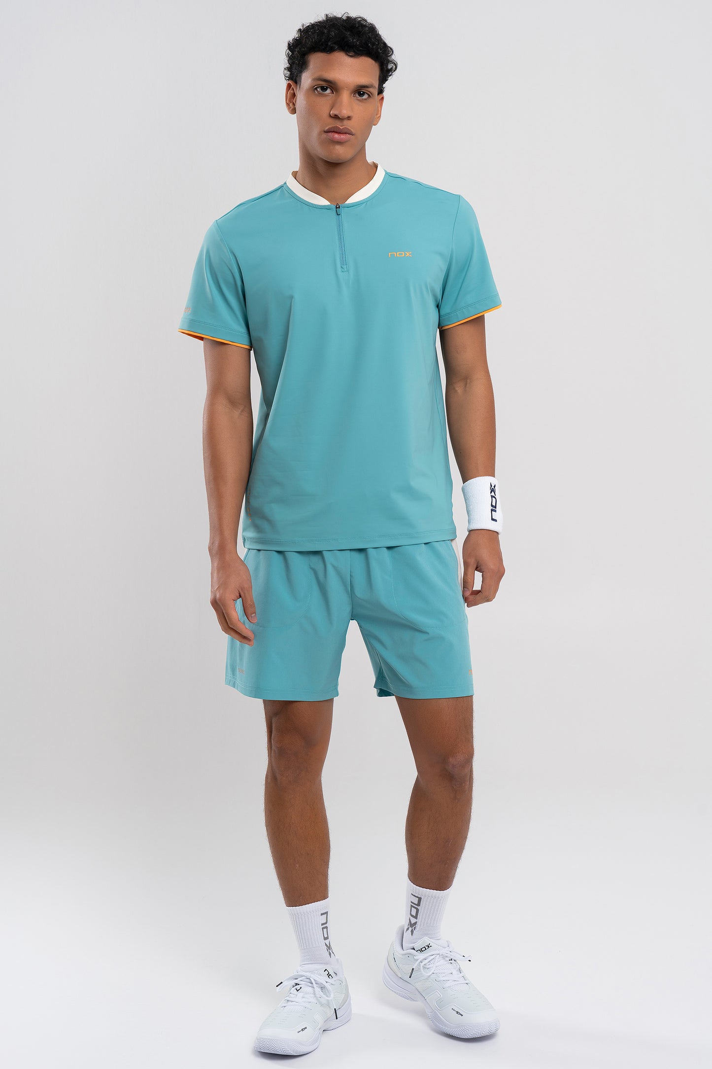 Padelio marškinėliai vyrams NOX PRO POLO T-Shirt Dusty Turquoise