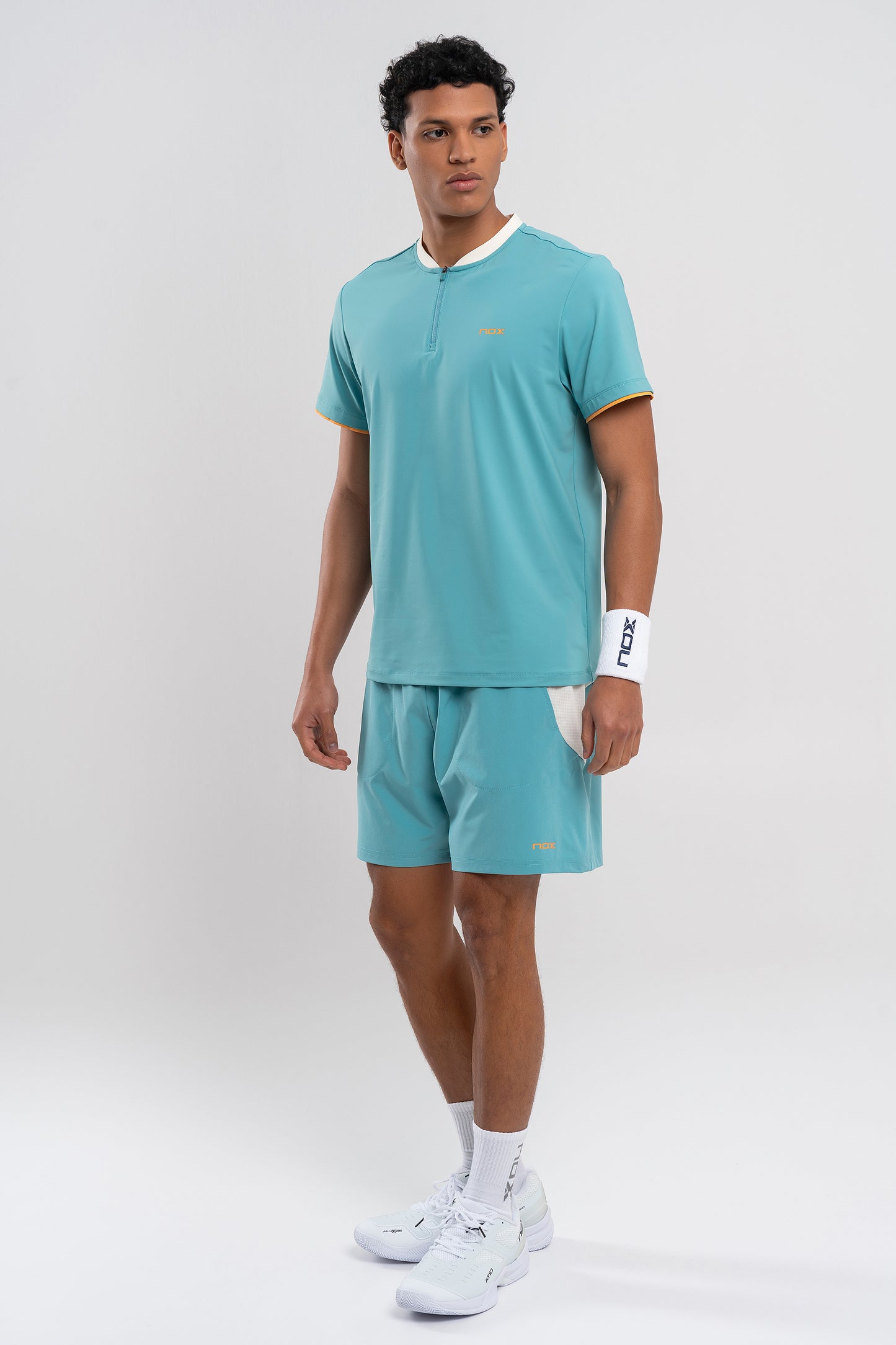 Padelio marškinėliai vyrams NOX PRO POLO T-Shirt Dusty Turquoise