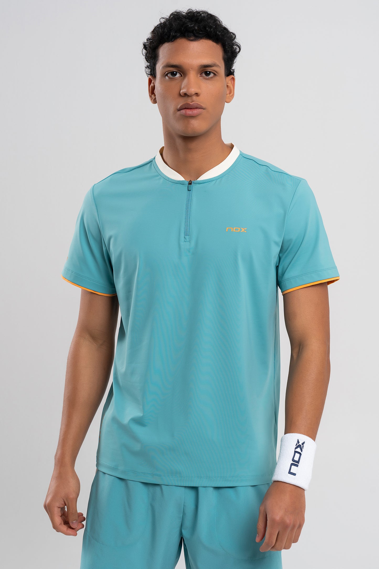 Padelio marškinėliai vyrams NOX PRO POLO T-Shirt Dusty Turquoise