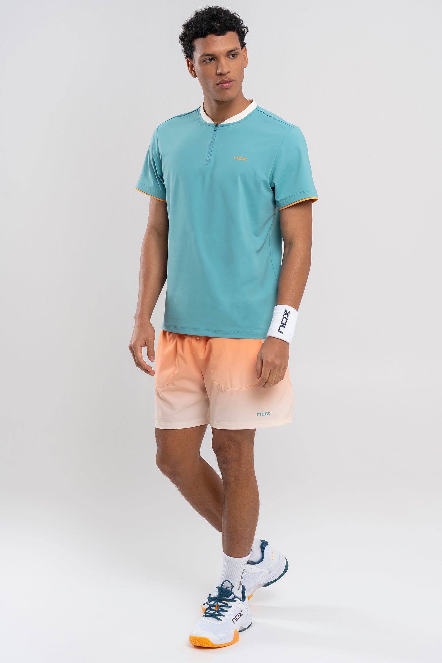 Padelio marškinėliai vyrams NOX PRO POLO T-Shirt Dusty Turquoise