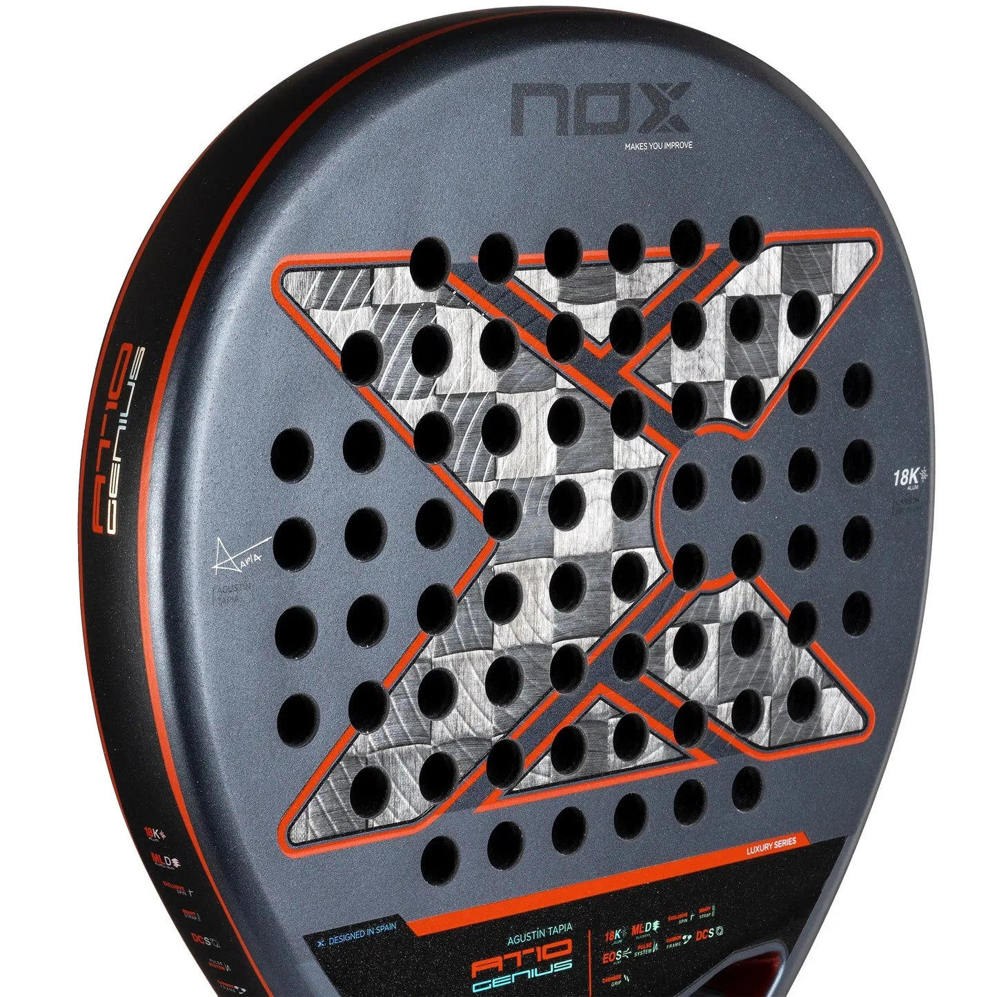 NOX AT10 GENIUS 18K ALUM BY AGUSTIN TAPIA 2025 padelio raketė
