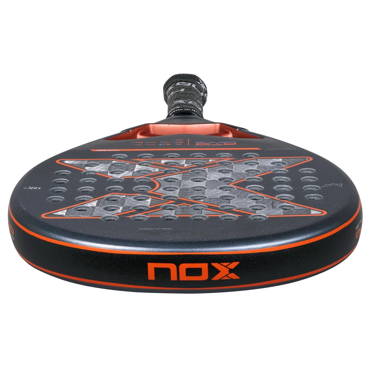 NOX AT10 Genius 18K Alum padelio raketė iš viršaus – 2025 metų modelio galvos kontūras