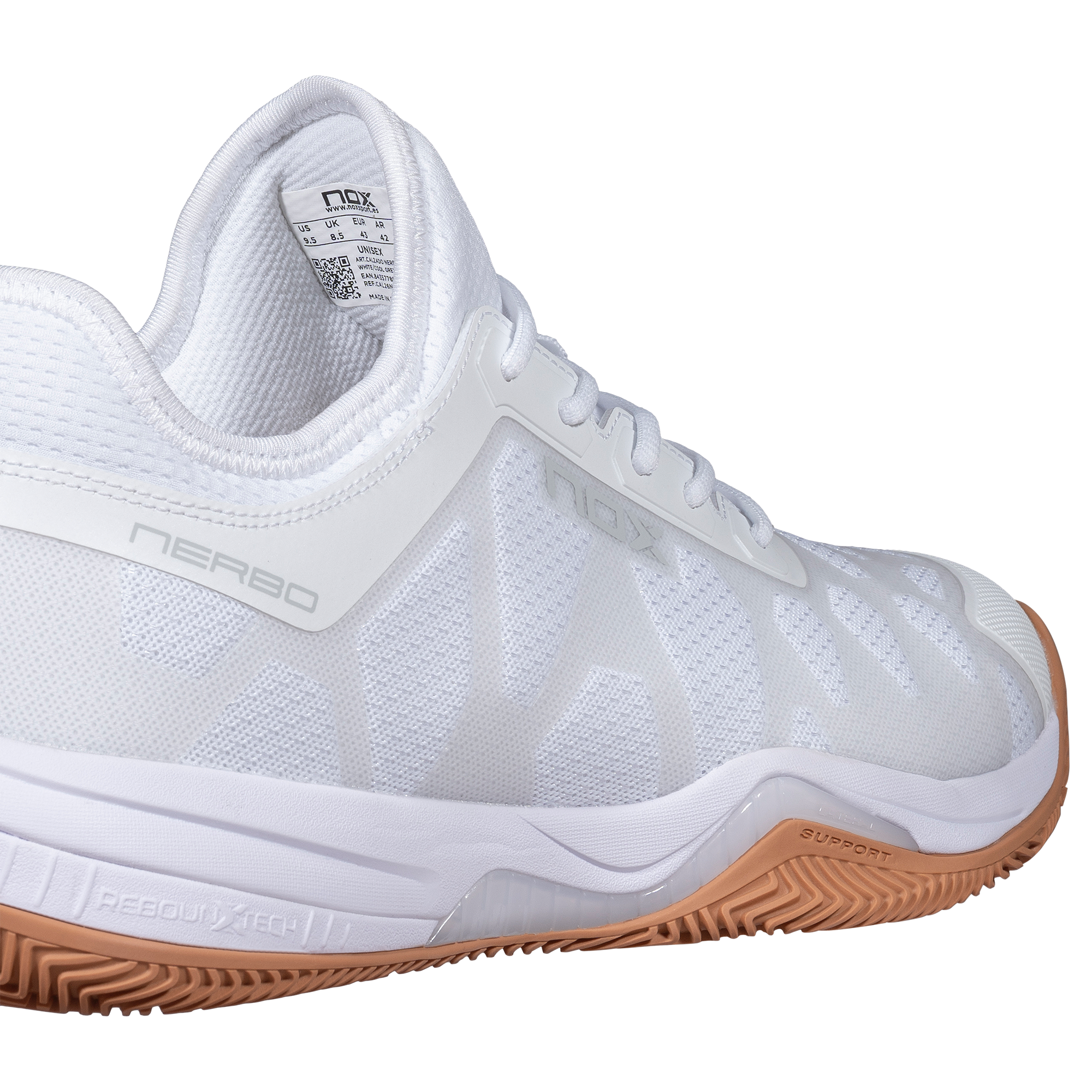 NOX NERBO WHITE/GUM RUBBER padelio batai