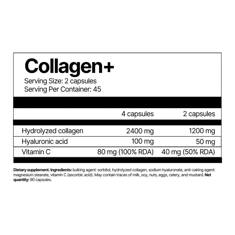 COLLAGEN+ formula with hyaluronic acid and vitamin C