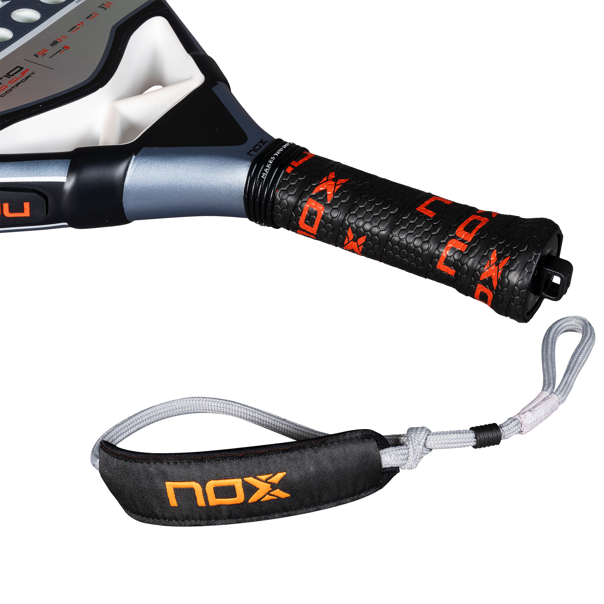 NOX AT10 Pro Cup COMFORT 2025 padelio raketės rankena – ergonomiška ir neslystanti, su originaliu NOX dirželiu