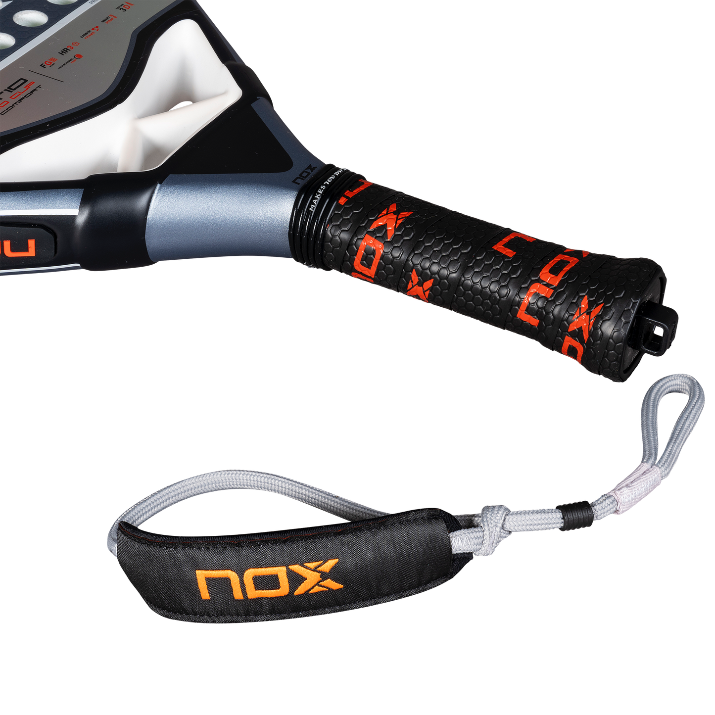 NOX AT10 Pro Cup COMFORT 2025 padelio raketės rankena – ergonomiška ir neslystanti, su originaliu NOX dirželiu