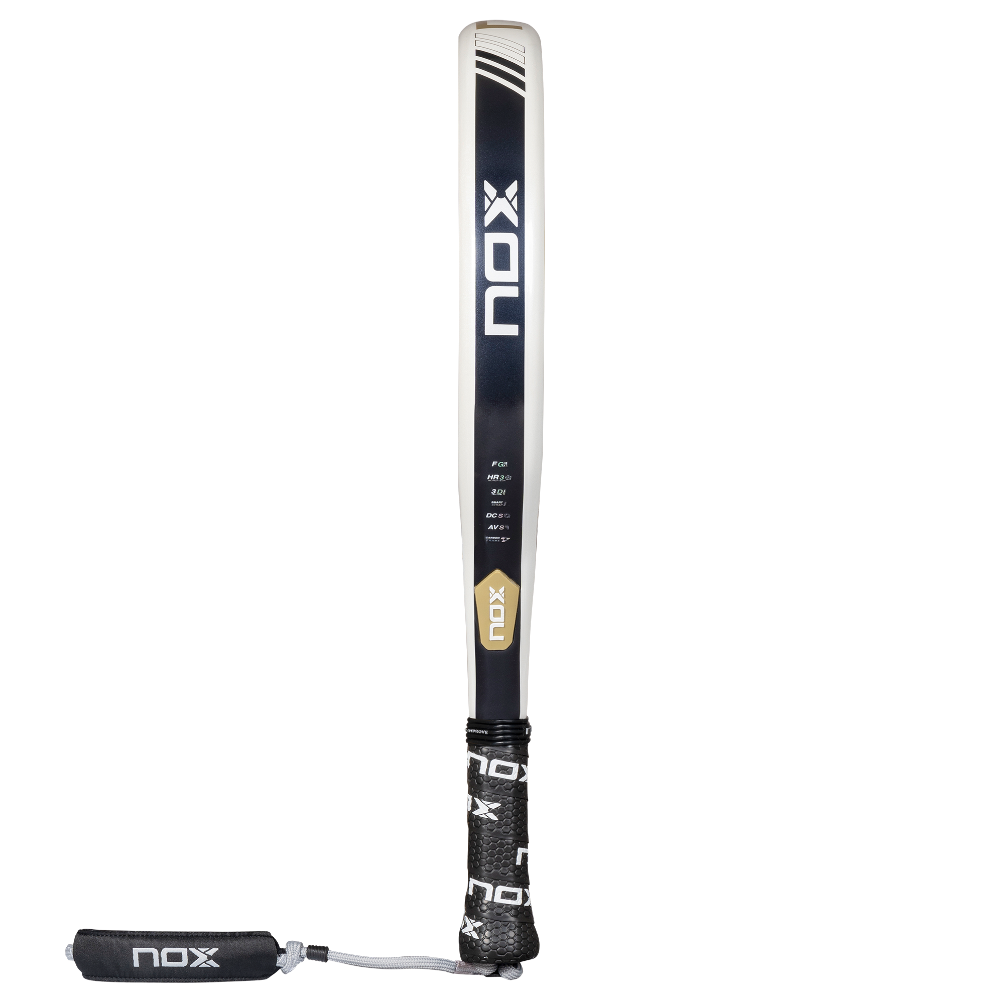 NOX Equation Advanced 2025 padelio raketė – šoninis vaizdas, tvirta konstrukcija ir vidutinio storio rėmas