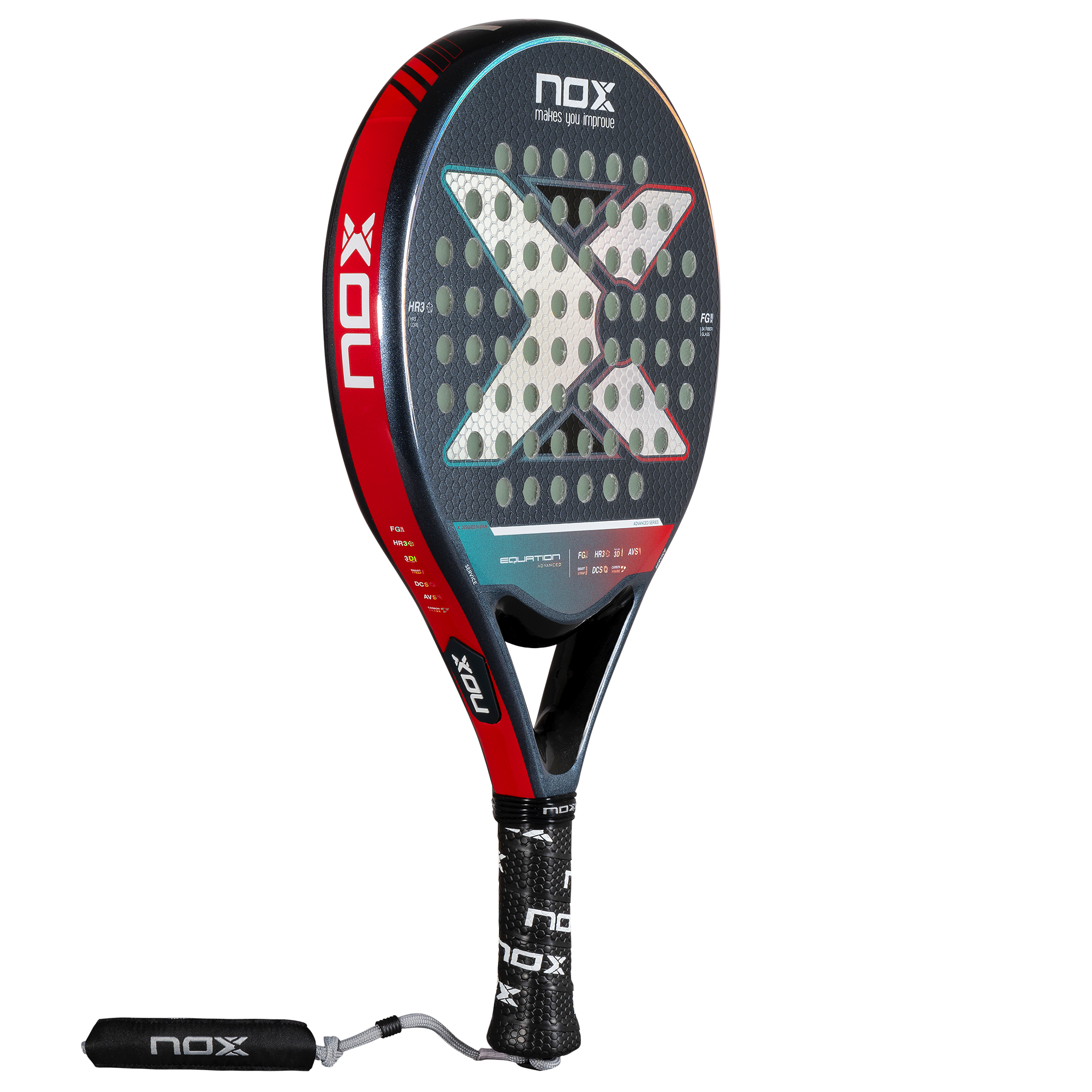 NOX 2025 Equation Light W Advanced padelio raketė iš kampo – patogi ir manevringa raketė pažengusiems žaidėjams