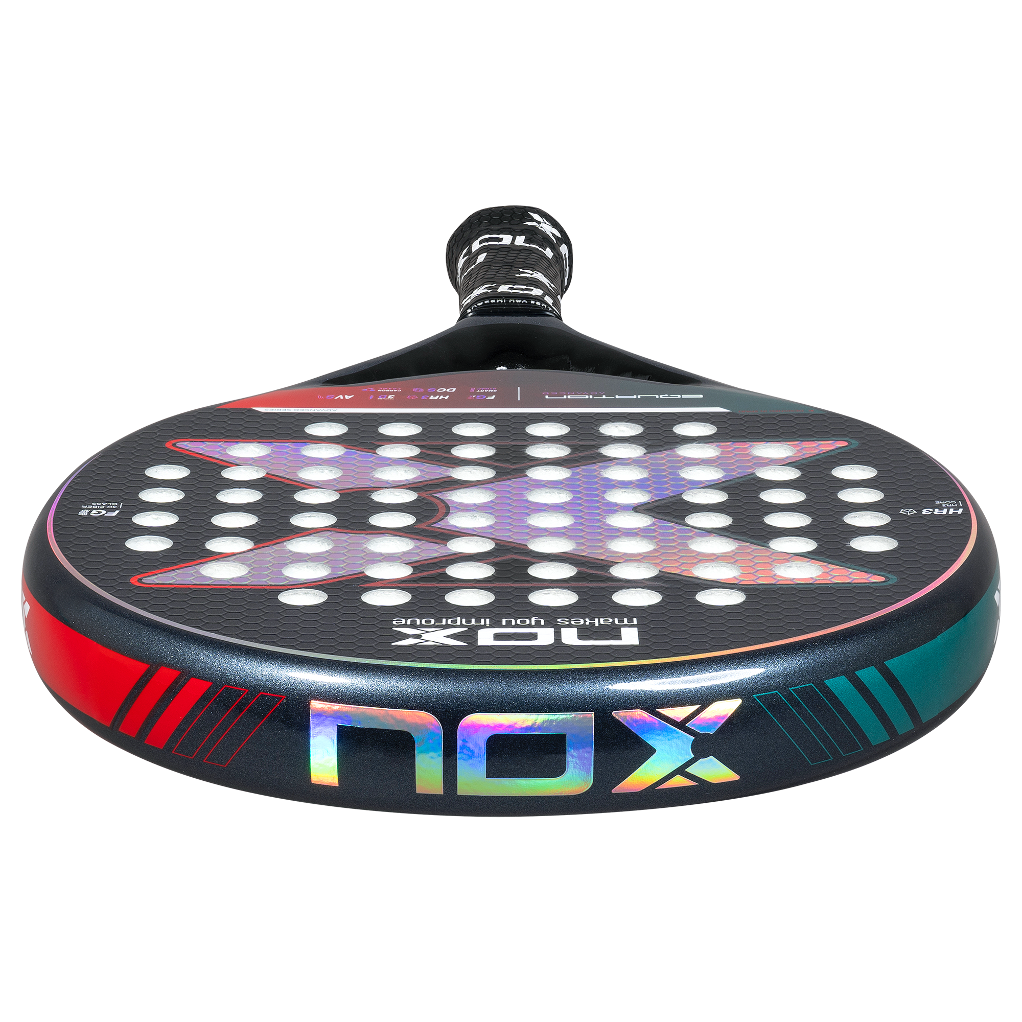 NOX Equation Light W Advanced padelio raketė iš viršaus – apvali galvos forma 2025 metų modelyje