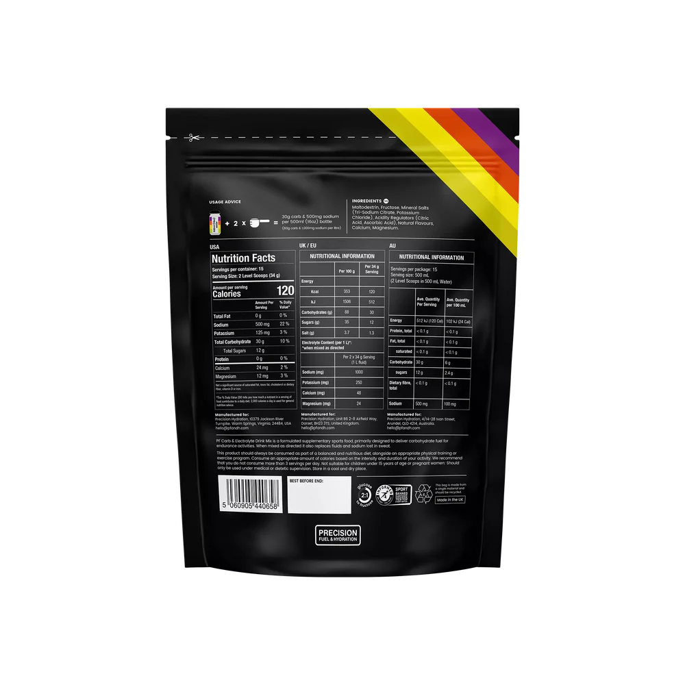 Precision Fuel Carb & Electrolyte Drink Mix angliavandenių ir elektrolitų gėrimo milteliai