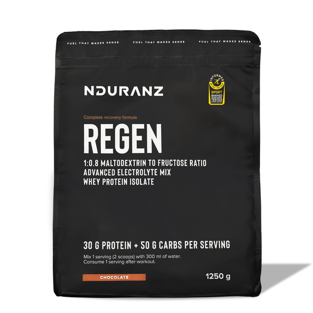 Nduranz REGEN 30gProtein+50gCarbs kokteilis atsistatymui po ištvermės treniruočių 1,25kg