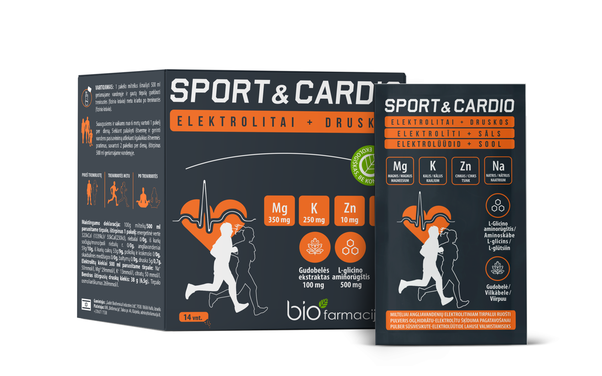 SPORT&amp;CARDIO electrolytes + salts No. 1 in Lithuania (14 packs)