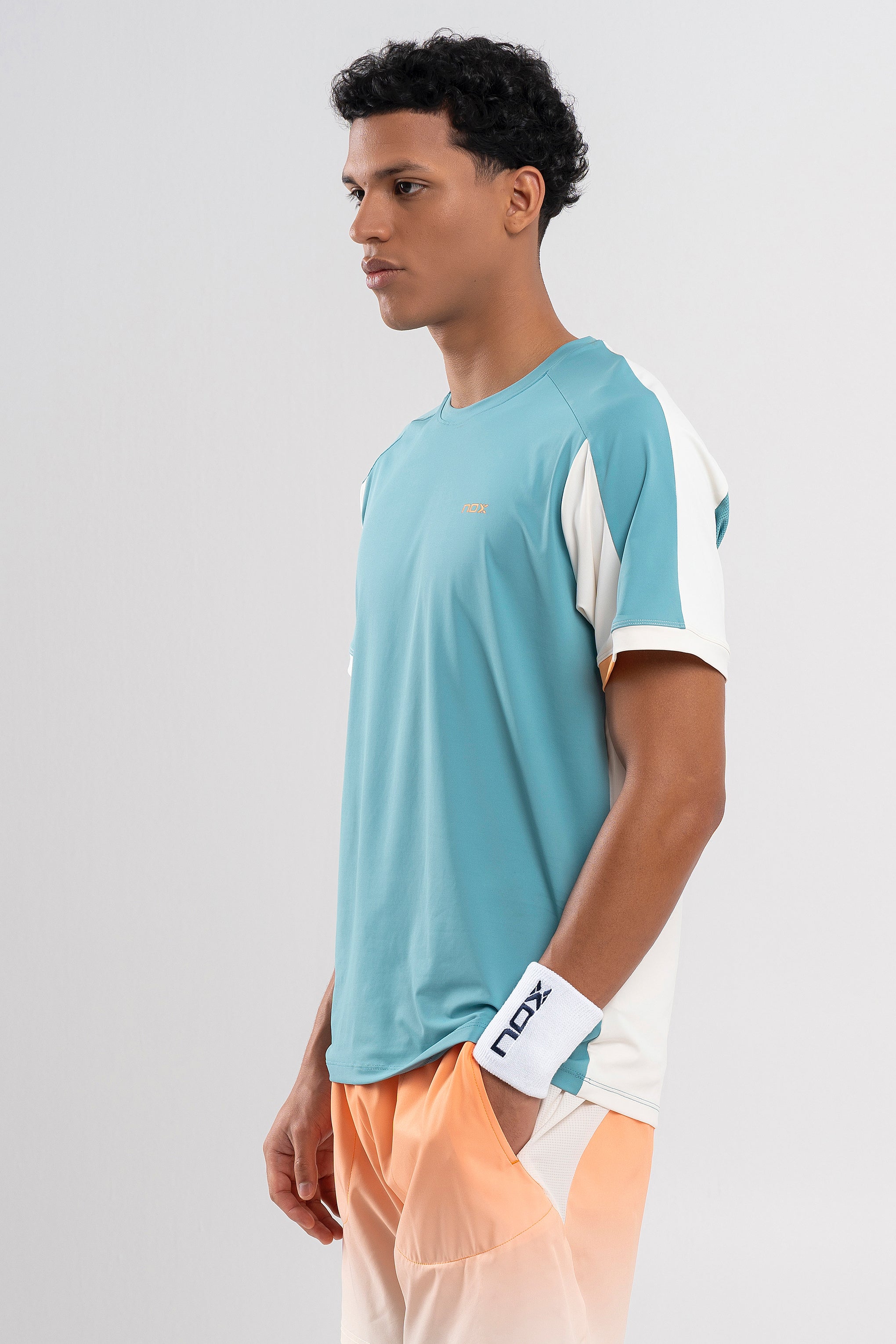 Men's padel shirt NOX PRO T-SHIRT Dusty Turquoise