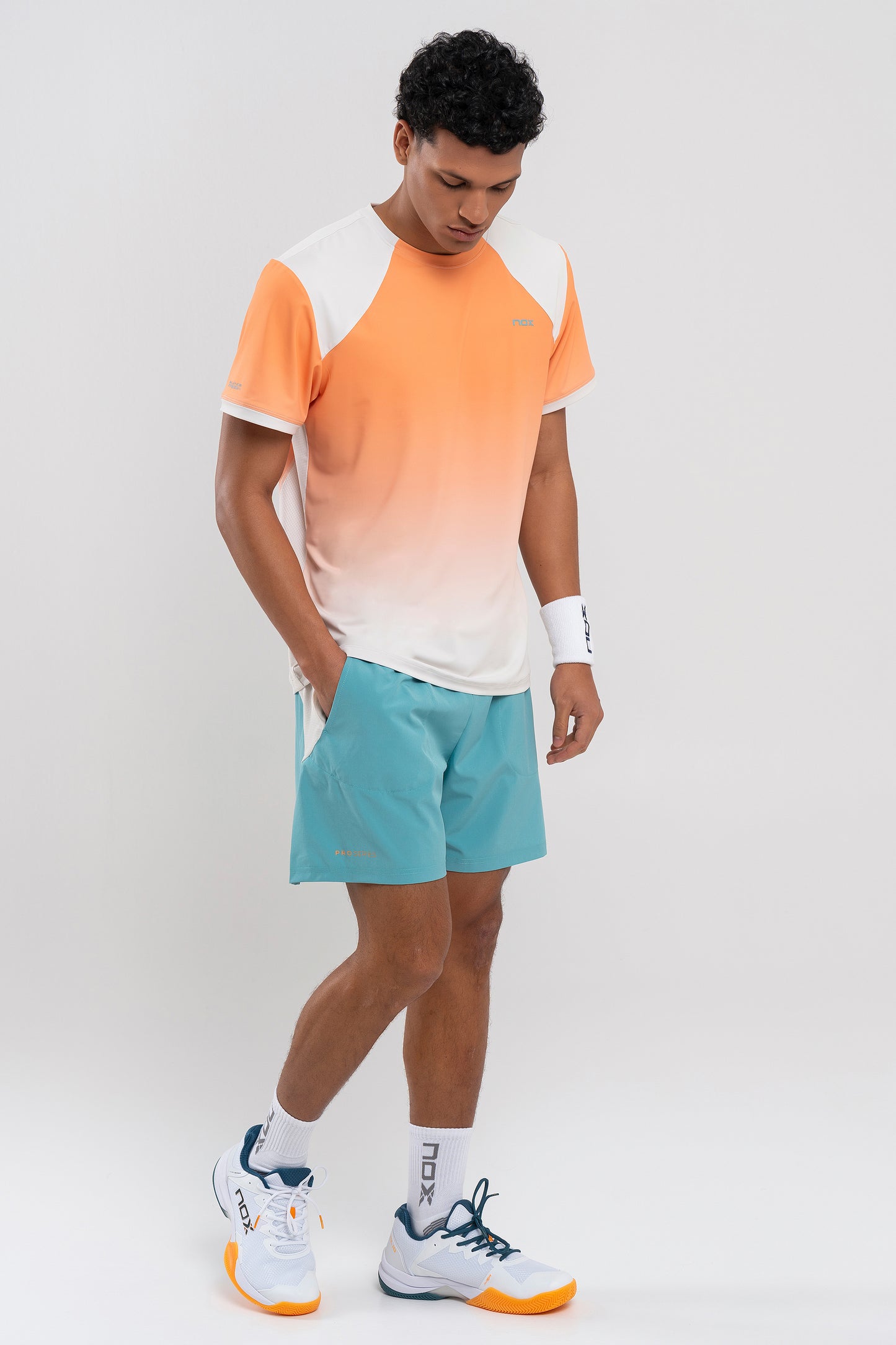 Padelio marškinėliai vyrams NOX PRO T-Shirt Orange Degraded