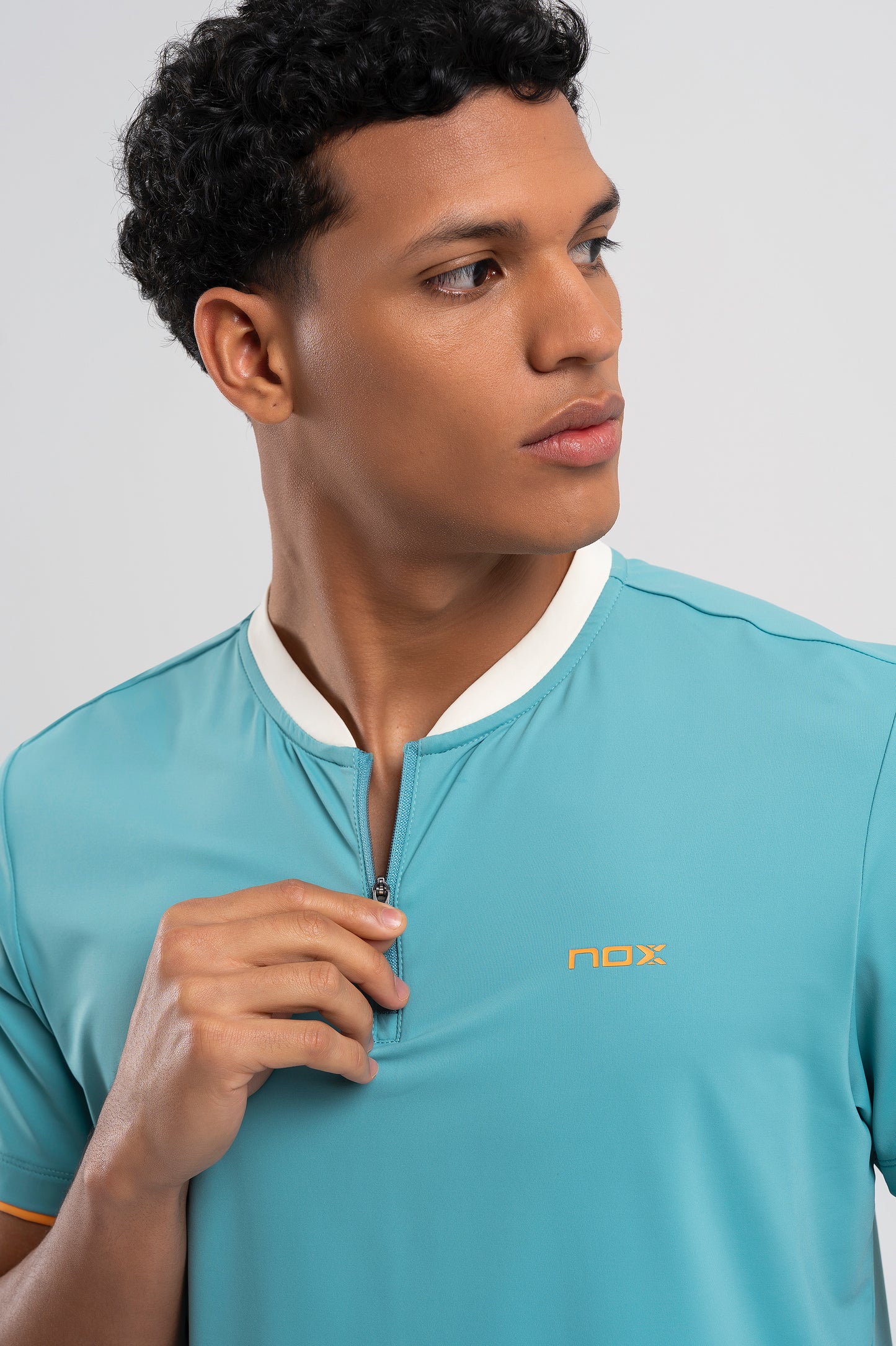 Padelio marškinėliai vyrams NOX PRO POLO T-Shirt Dusty Turquoise
