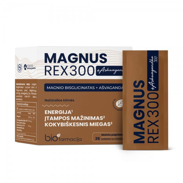 biofarmacija magnus rex 300 ashwagandha magnis rudas pakelis