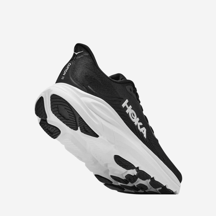 HOKA Clifton 11 Wide Men's Running Shoes - Black / White