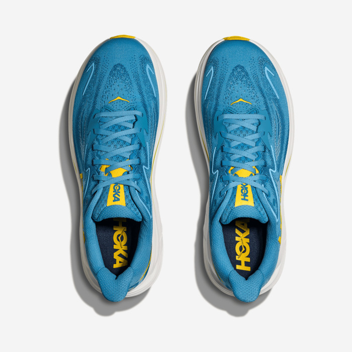 Hoka Clifton 10 Men's Running Shoes (Sp. Blue/Yellow)