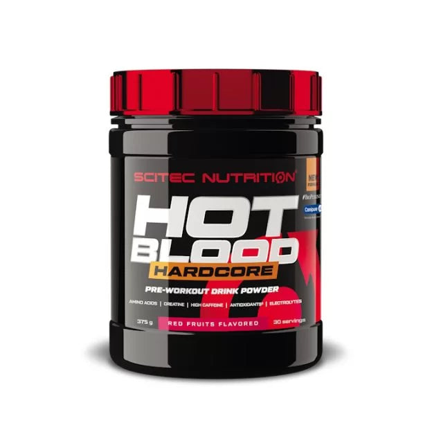 Hot blood hardcore preworkout 375 raudonu vaisiu