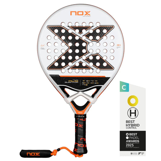 NOX ML10 Quantum 3K padelio raketė 2025 – priekinis vaizdas su 3K anglies pluošto paviršiumi