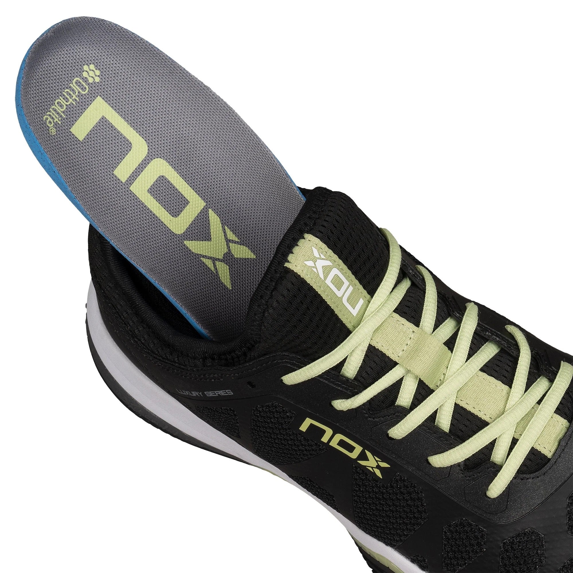 Padelio batai NOX Nerbo Black/Soft Lime (45)