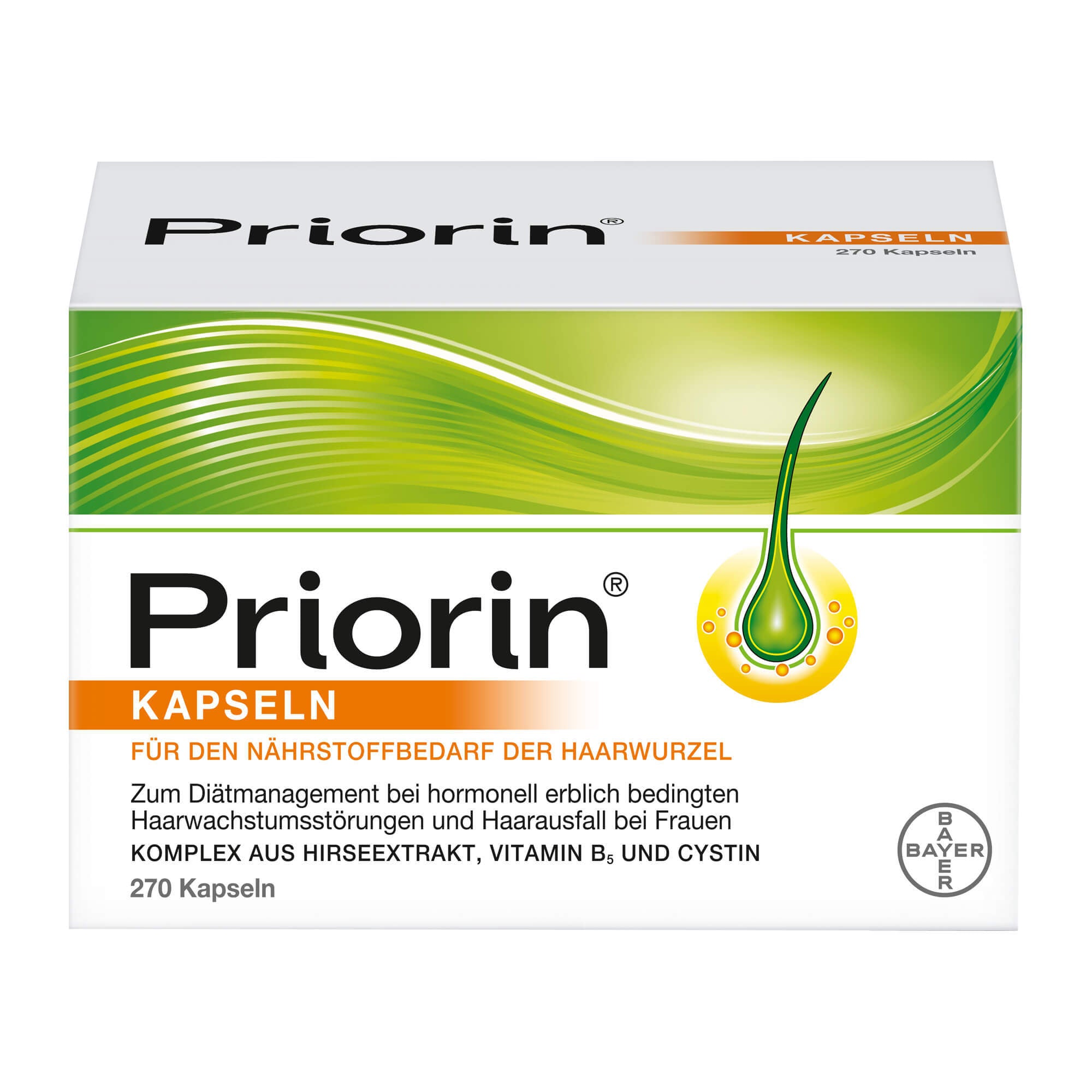 Bayer Priorin 270 kapsulių pakuotė